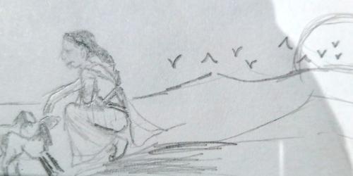 Nomadin füttert Ziegen